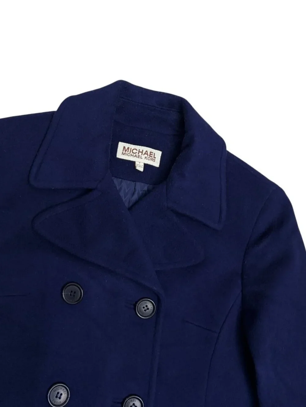 Michael Kors Wool Pea Coat Blue Business Casual Trench Jacket Womens 8